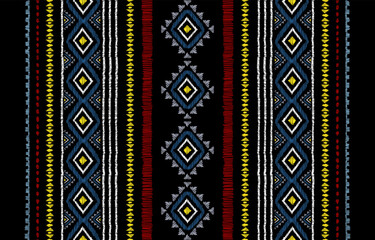 Ethnic ikat seamless pattern in tribal. Aztec geometric ethnic ornament print. Ethnic pattern style. Design for background, illustration, fabric, clothing, carpet, textile, batik, embroidery.