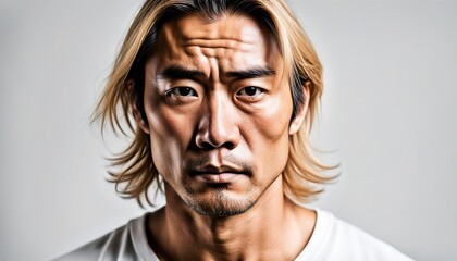 Asian Man with Deeply Depressed Expression Portrait Isolate 