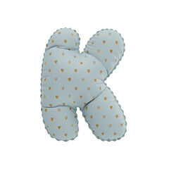 3D golden hearts pattern helium balloon letter K