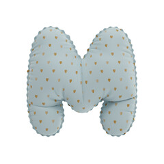 3D golden hearts pattern helium balloon letter M