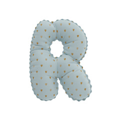 3D golden hearts pattern helium balloon letter R