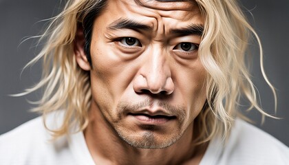 Asian Man with Deeply Depressed Expression Portrait Isolate 