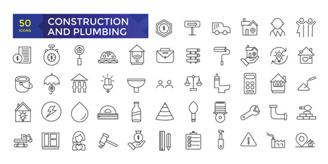Simple set of building and construction related icons  set, plumbing icons collection - obrazy, fototapety, plakaty