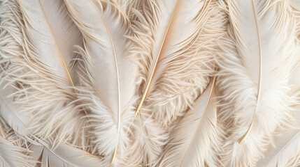 background of many white bird feathers close up