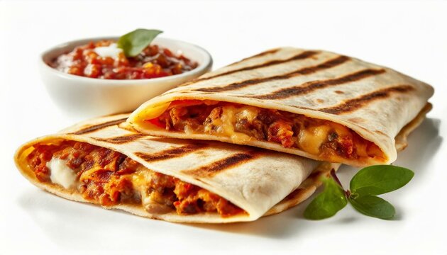 Quesadillas presented in a Tasteful Way with Melted Cheese on a Platter - Spanish or Mexican Cuisine