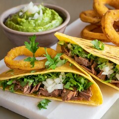 Quesadillas presented in a Tasteful Way with Melted Cheese on a Platter - Spanish or Mexican Cuisine