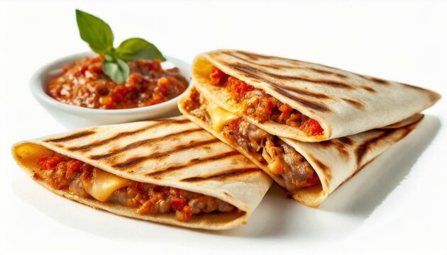 Quesadillas presented in a Tasteful Way with Melted Cheese on a Platter - Spanish or Mexican Cuisine