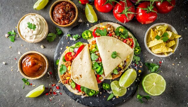 Quesadillas presented in a Tasteful Way with Melted Cheese on a Platter - Spanish or Mexican Cuisine