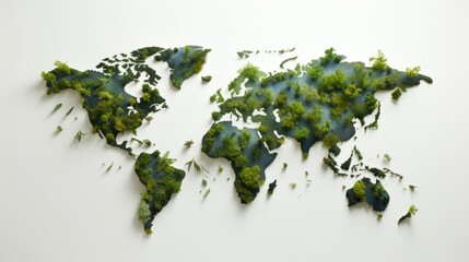 Green World Map Art Installation