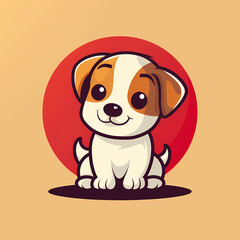 Fototapeta premium Flat Logo of a puppy, cartoon style, monochrome background