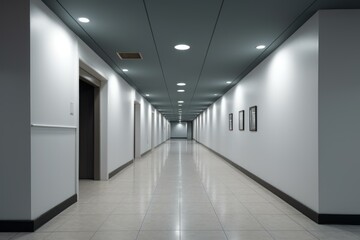 Impersonal Large office blank corridor. City gallery. Generate Ai