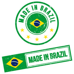 Made in Brazil Rubber Stamp Sign Grunge Style