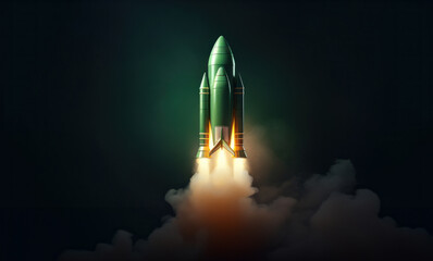 Rocket Launching into Space Illustration