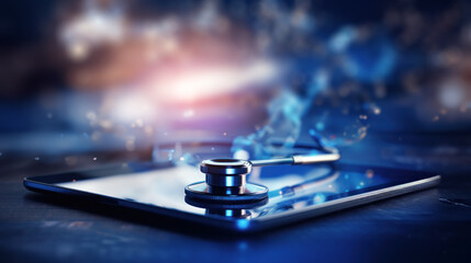 Fototapeta premium Digital Health Concept with Stethoscope and Smartphone
