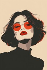 Fashionable Woman with Sunglasses Vector Art Illustration.