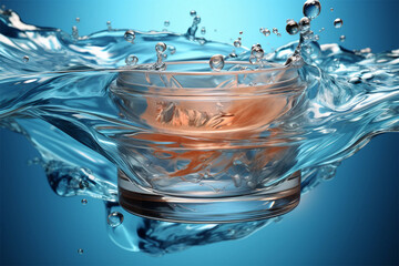 Beautiful wave and bubbles of pure drinking water in closeup. - obrazy, fototapety, plakaty