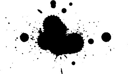 black watercolor brushed splatter splash on white background
