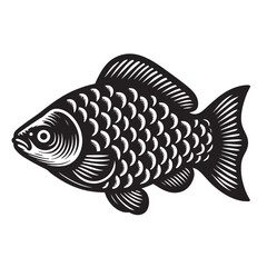 Crucian, carp. Vintage black engraving illustration. Monochrome vector icon. Isolated and cut