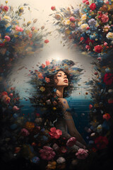 Mother Nature, allegory for climate change, biodiversity, and global warming (generative AI)