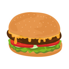 Flat Isolated Burger Design on white background