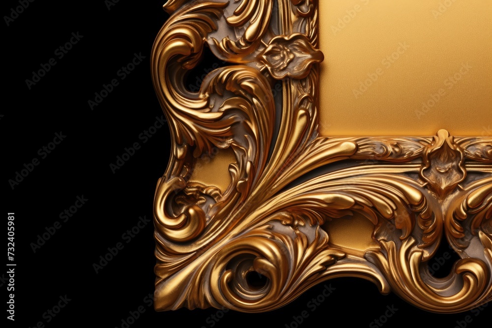 Aufkleber an ornate gold frame set against a black background. perfect for adding a touch of elegance to any d