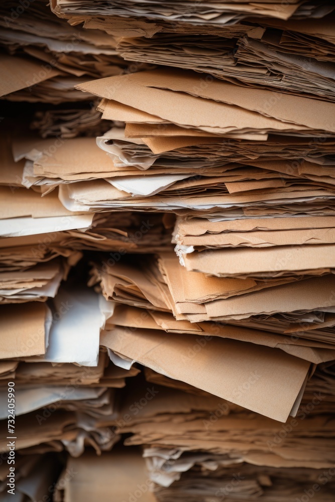 Aufkleber a pile of brown paper sitting on top of a table. this versatile image can be used for various creati