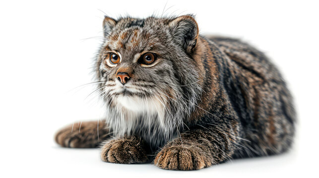 Otocolobus manul on a white background
