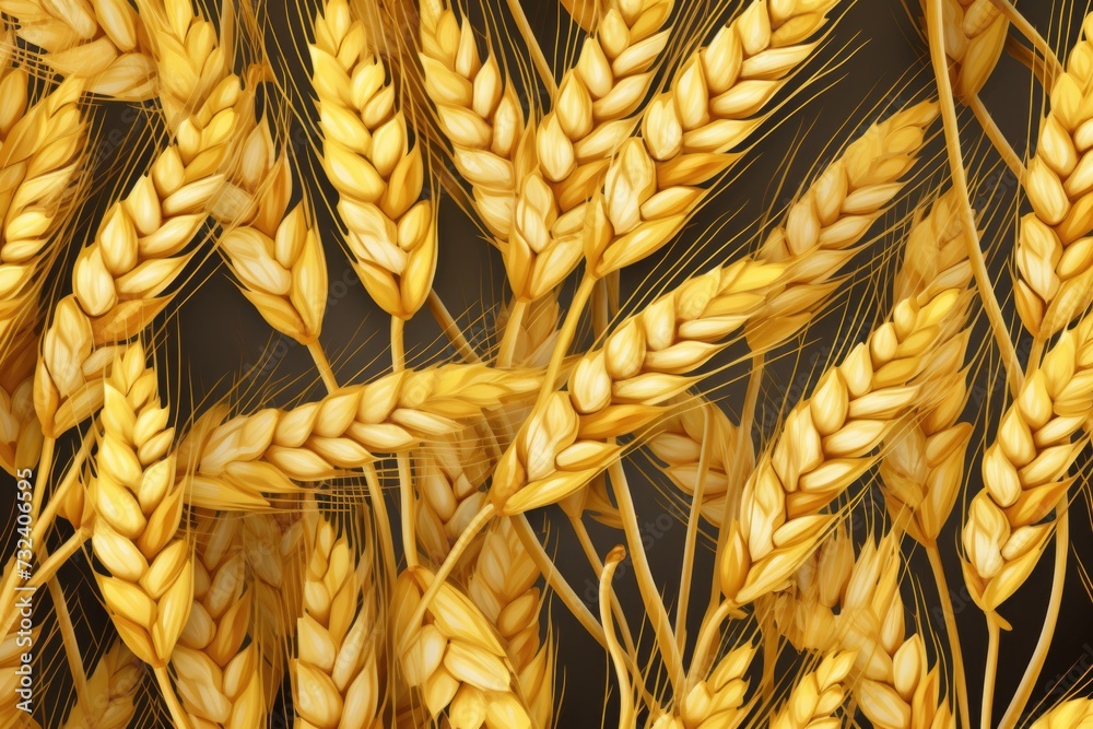 Aufkleber a close-up view of a bunch of wheat. can be used to depict agricultural themes or as a background im