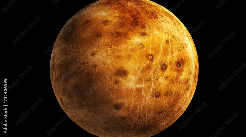 Poster A detailed close-up view of a planet against a black background. Perfect for science or astronomy-related projects