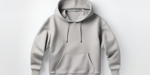 A gray hoodie on a white background, suitable for clothing design or fashion-related projects