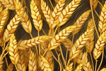 A close-up view of a bunch of wheat. Can be used to depict agricultural themes or as a background image for food-related content