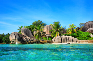 Source d'Argent Beach, Island La Digue, Indian Ocean, Republic of Seychelles, Africa.