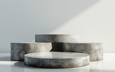 Concrete Table on White Floor