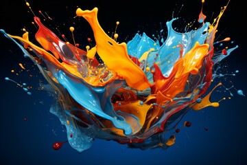 Messy Oil splash. Yellow motor drop. Generate Ai