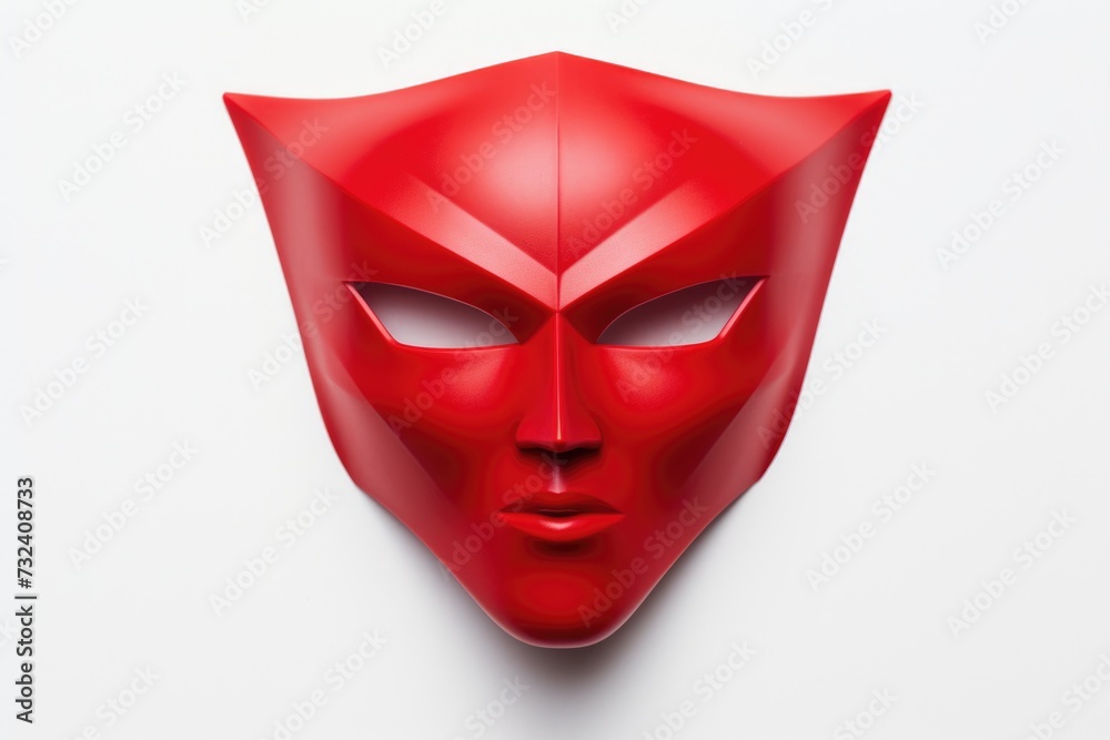 Poster a red mask is depicted on a clean white background. this versatile image can be used for various pur