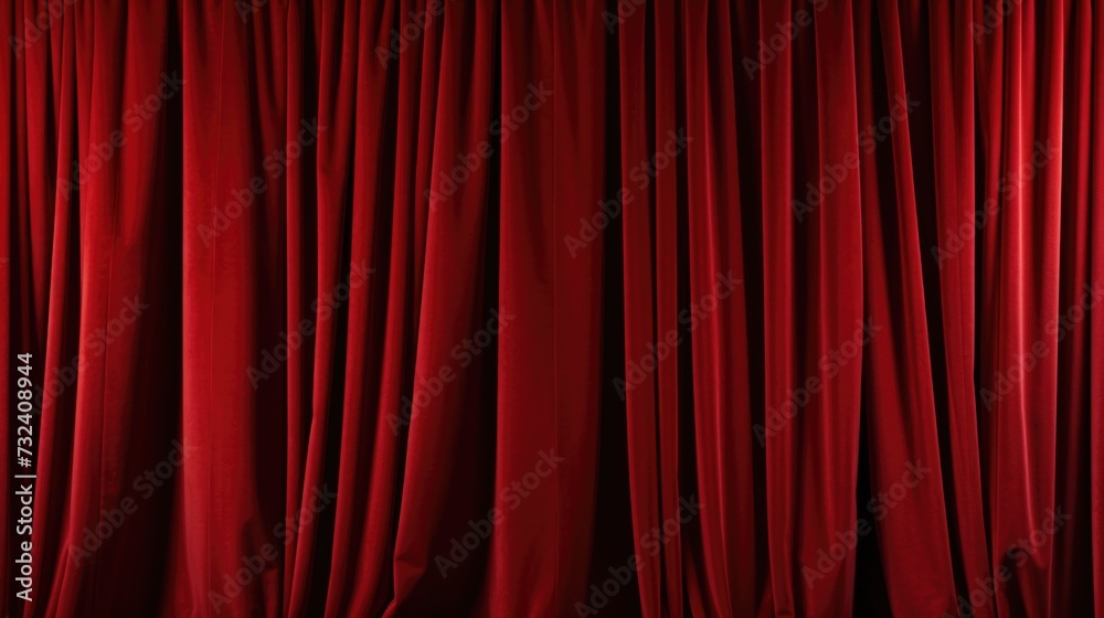 Poster a vibrant red curtain against a dark black background. perfect for adding a touch of elegance and dr