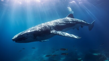 Naklejka premium whale calf underwater