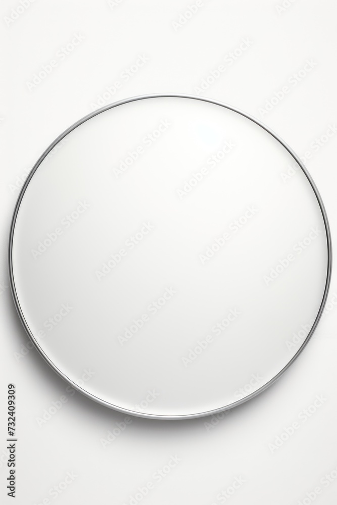 Poster a round mirror hanging on a white wall. perfect for adding a touch of elegance to any room