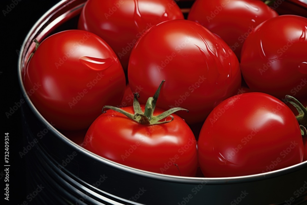Poster a metal bowl filled with an abundance of ripe red tomatoes. this versatile image can be used in vari