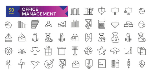 Set of office management related icons set, techonology icons collection