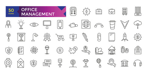 Fototapeta na wymiar Set of office management related icons set, techonology icons collection