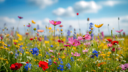 Fototapeta premium Wild spring flowers with blur effect