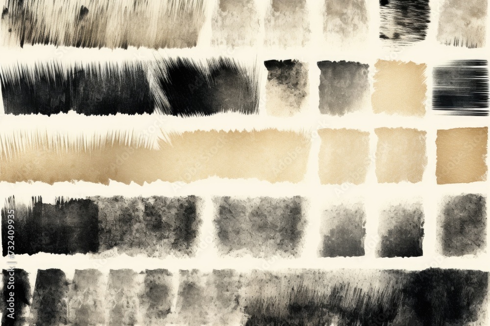 Poster A diverse collection of large black and white paint strokes. Perfect for adding artistic and abstract elements to designs