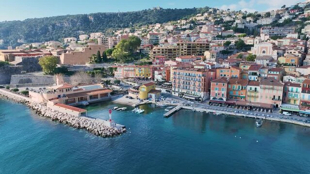Drone reveal Port de la Sant&eacute; in Villefranche-sur-mer. France