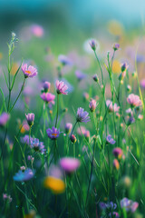 Wild spring flowers with blur effect
