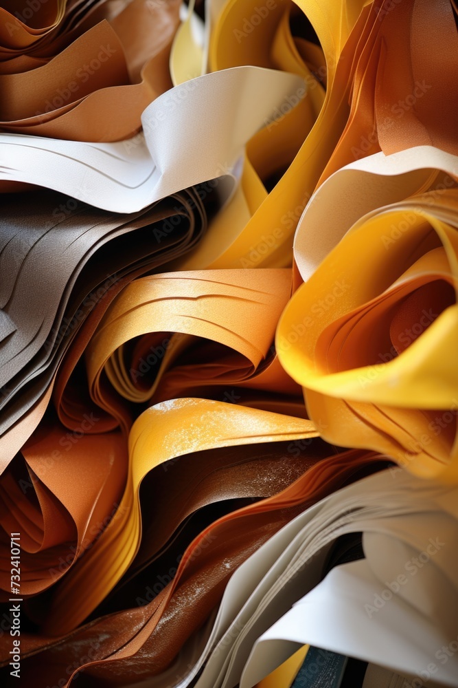 Aufkleber a close up view of a pile of different colored leather. this image can be used for various purposes