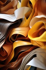 A close up view of a pile of different colored leather. This image can be used for various purposes