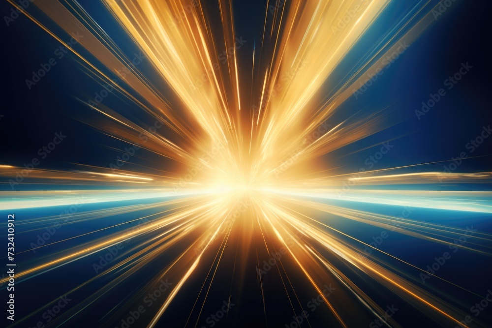 Poster A blurry image capturing a starburst in the sky. Perfect for adding a dreamy and ethereal touch to your projects