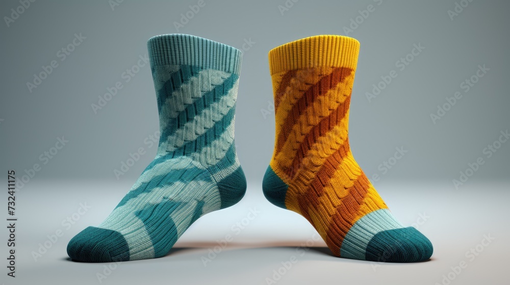 Poster Socks placed on a table, suitable for various concepts and themes