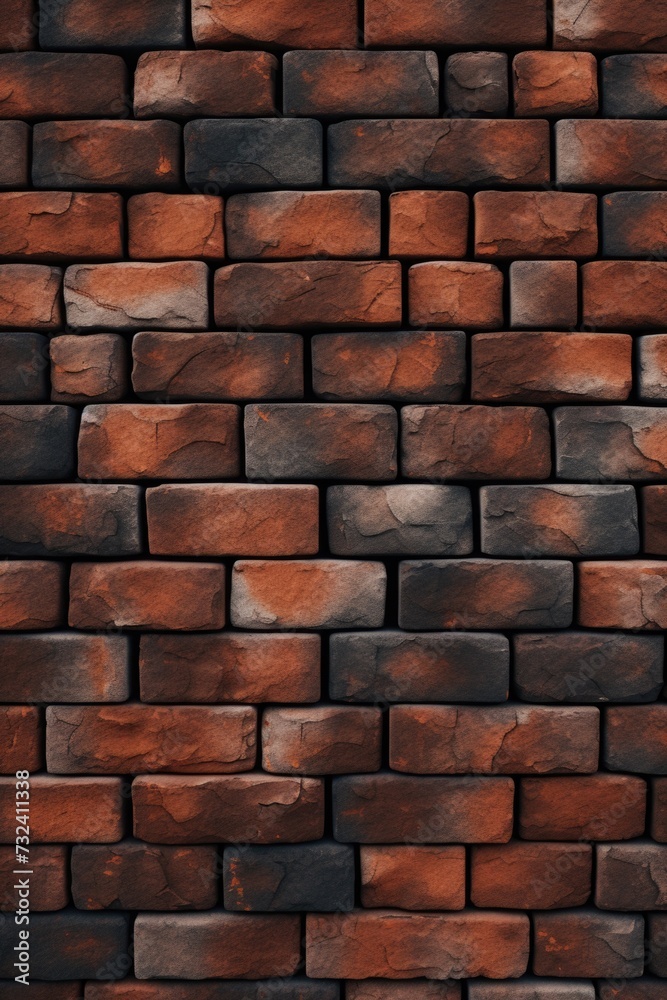 Poster A detailed close up of a wall made entirely of bricks. This image can be used in various design projects or as a background texture